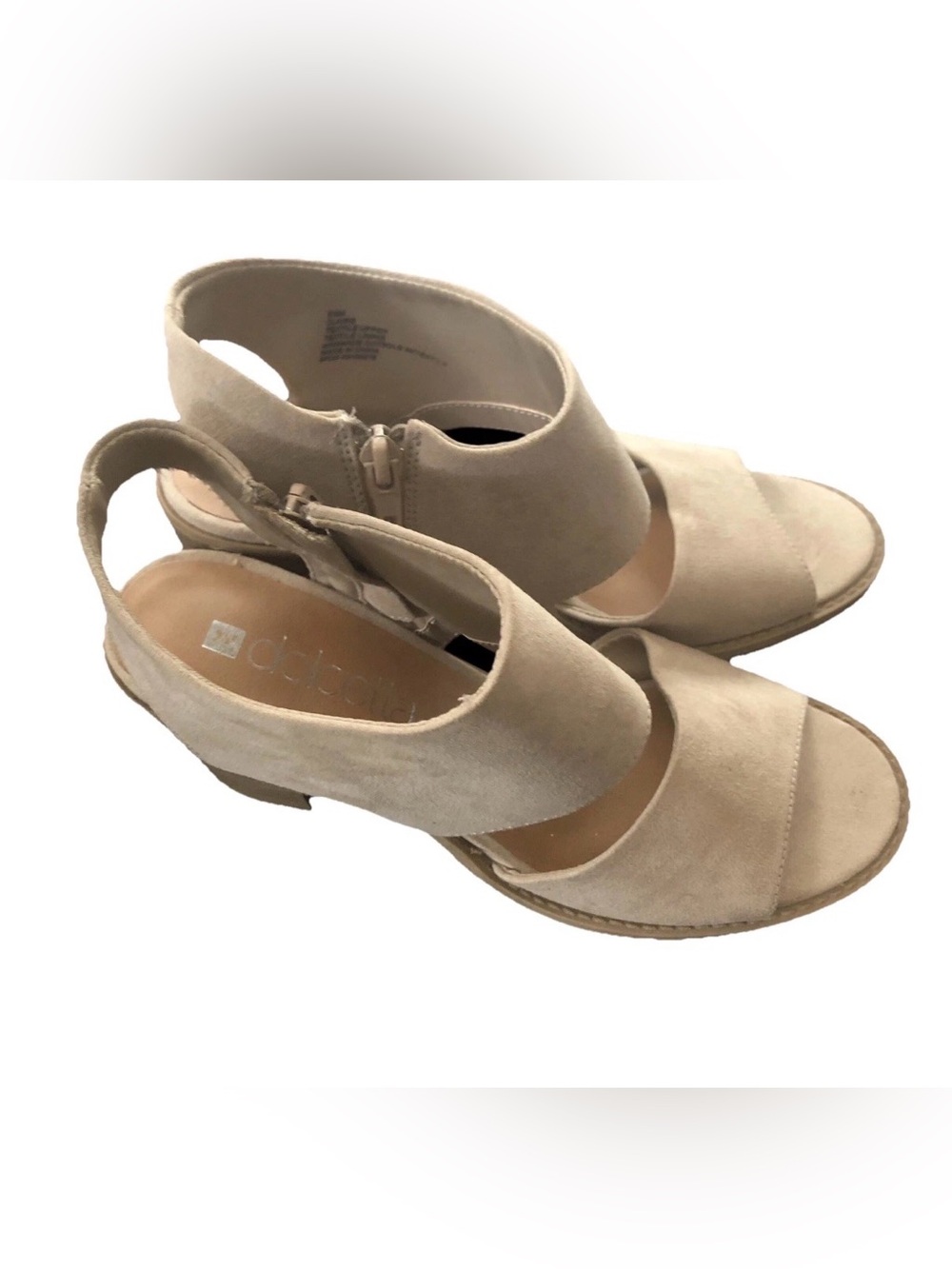 Dolcetta Claire Women's Beige Faux Suede Ankle Wrap Slingback Size 8.5 Zipper